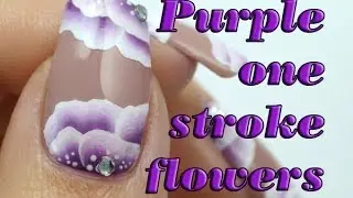 Romantic One Stroke Floral Nails - Purple Nail Art Flower Manicure Tutorial | Lucy's Stash