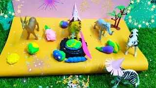 शेर राजा का बर्थडे 🎉 | Animal Toys Birthday Party | Kids Learning Video