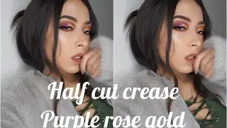 HALF CUT CREASE PURPLE ROSE GOLD /Pearla makeup/ no voice video / makeup tutorial