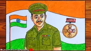 gallantry award winners drawing ||major Somnath Sharma photo painting