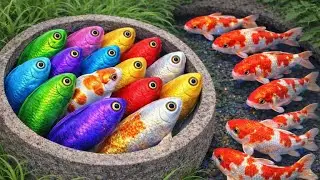 Catch beautiful ornamental fish in the small pond: baby turtles, koi, perch,pingpong,betta, guppies.