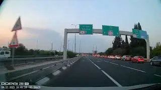A line of cars in traffic jam in the turn to the highway 4 (evening, route 44)