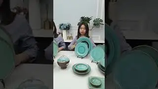Green dinnerware set porcelain plates