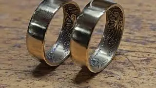 2020 gold coin rings with a smoothed finish on the outside