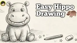Easy Hippo Drawing for Beginners 🦛✏️ | Step by Step Tutorial