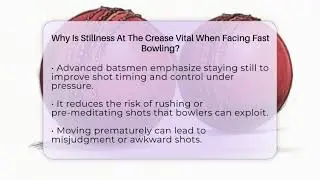 Why Is Stillness At The Crease Vital When Facing Fast Bowling? - Go-To Cricket Guide