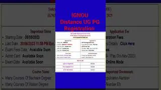 IGNOU Distance UG PG Registration 2023 #youtubeshorts #shortsfeed #shortfeed #shorts #viral