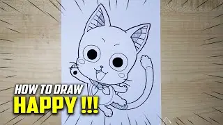 ANIME SKETCH | HOW TO DRAW HAPPY CAT | FAIRY TAIL | PEN DRAWING | MELUKIS KUCING