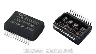 HX4019NL Compatible ZhuSun Jack 2.5G Base-T Single Port SMT 24 PIN PoE++ Ethernet Transformer Module