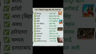 1857 विद्रोही के प्रमुख केंद्र और उनके नेता   #important #gkhindustan #gk #education #importantgk