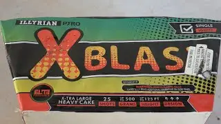 XBlast 25 shot 500g angled cake by Elite's Illyrian Pyro brand