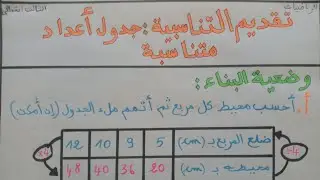تقديم التناسبية:جدول أعداد متناسبة/الثالث ابتدائي