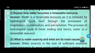 Explain how water becomes a renewable resource.