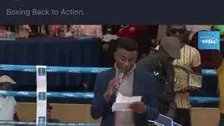 AB the ring announcer introducing Natty Nathaniel Kakololo@The Roman Catholic Hall Windhoek Namibia.
