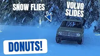 Volvo 145 does donuts | winter drifting |