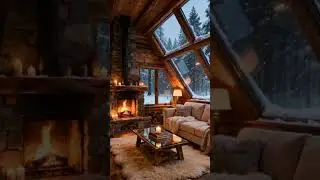 🔥 Cozy Winter Cabin | Warm Rustic Living Room with Fireplace ❄️