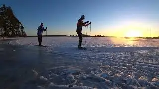 Skiing into the sunset