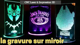 La gravure sur miroir et support led imprimé en 3D