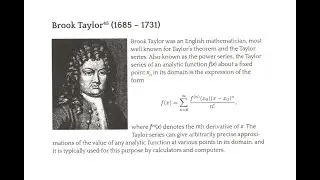 The Math Lover's Book, Biographies of Mathematicians: Brook Taylor (1685 - 1731)