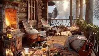 Cozy Cottage Countryside Winter Evening ❄️ | Soothing Piano Music & Fireplace Sounds
