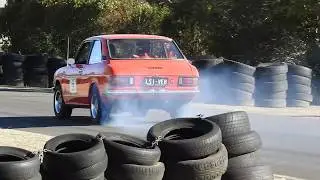 Leyburn sprints 2018  ford cortina mk1 crash and a 1973 toyota corolla Ls1