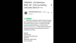 TANUVAS - Counseling mail received - General counseling updates