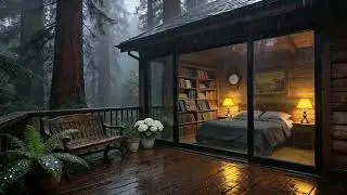 Best Rain In The Forest Cabin🌲｜Peaceful Sleep With Rain Sounds 