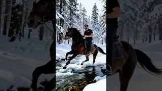 Powerful Horse Ride in Snow ❄️🐎 #shortsfeed #shorts