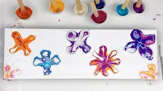 (679) Easy Straw Blown Flowers *Acrylic Pour for Beginners*