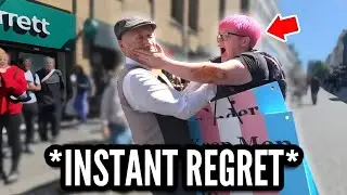 WOKE Trans Activist ATTACKS Innocent Man & Instantly Regrets It!