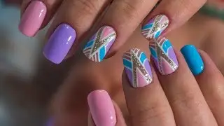 Геометрический маникюр. Как нарастить ногти. Nail design 2018