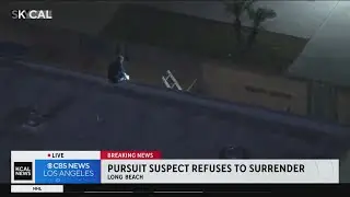 Pursuit suspect refuses to surrender in Long Beach