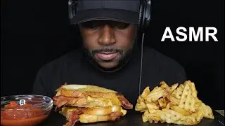 ASMR BACON GRILLED CHEESE SANDWICH & WAFFLE FRIES MUKBANG (NO TALKING) TCASMR