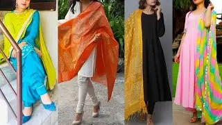 Latest Plain Suit With Contrast Dupatta Ideas || Punjabi Suit Color Combinations || by Look Stylish