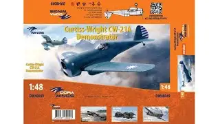 Unboxing DORA WINGS 48049 1/48 Curtiss-Wright CW-21A Demonstrator Military Airplane Kit