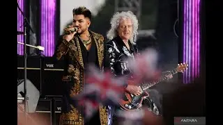 QUEEN + ADAM LAMBERT open Queen's Platinum Jubilee Concert outside Buckingham Palace in London, 2022