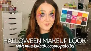 EASY HALLOWEEN MAKEUP LOOK! MUA Kaleidoscopic Eyeshadow Palette Review Rainbow Spiders Web Tutorial