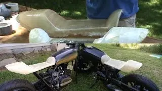 Laying Down Fiberglass - RD350 Street Tracker Fiberglass Tail Project EP2