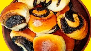 Homemade Sweet Buns with Poppy Seeds & Apple Filling | Soft & Fluffy!