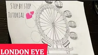 London Eye drawing / how to draw the London Eye ( Millennium Wheel ) / Ferris Wheel drawing