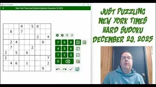 New York Times Hard Sudoku December 29 2025