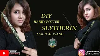 DIY Magical Wand🪄 Slytherin Inspired Wand Craft Tutorial #harrypotter #slytherin  #diy #wands