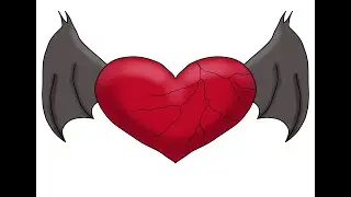 How to draw a bat heart demonic heart speed painting krita
