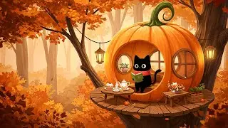 Pumpkin Caf&eacute; Corner with Cat 🎃 Lofi Ambience for Autumn Study & Peaceful Escape