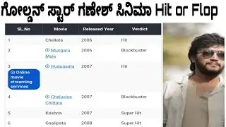 Golden Star Ganesh movie list hit or flop | ಗೋಲ್ಡನ್ ಸ್ಟಾರ್ ಗಣೇಶ್ ಅವರ ಸಿನಿಮಾಗಳ ಪಟ್ಟಿ 