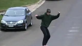 Guy Hill Bombing on Skateboard Misbalances and Falls - 1034087