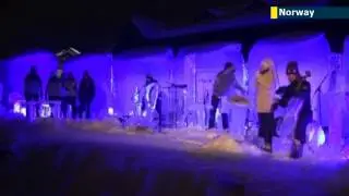 Scandinavian Ice Music Ensemble: Musicians play instruments made purely of ice in Norway