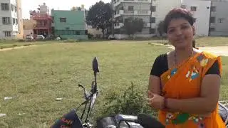 BIKE Riding on SAREE//in TELUGU..