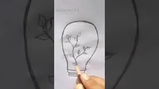 How to Draw A Plant Inside a Bulb💡... #short #drawing #mickeyarts