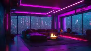 Gamer Stream Ambient Fire Pot and Snow | Tech Room Animation |